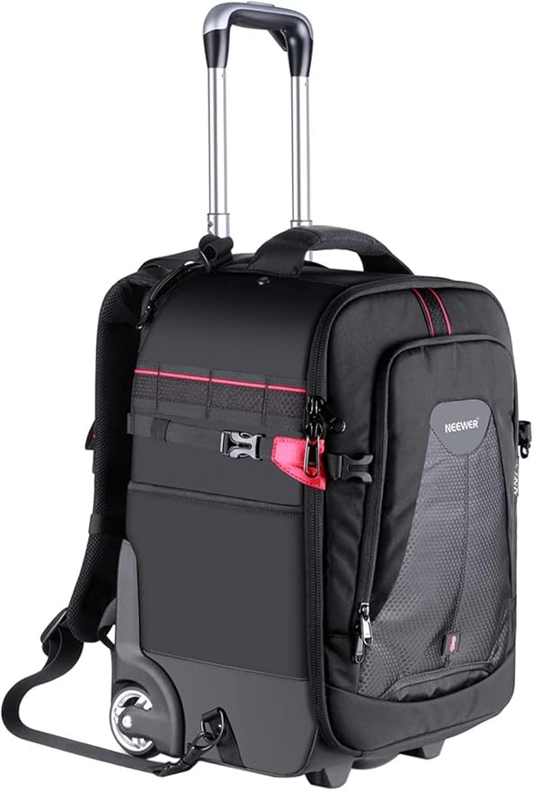 Neewer 2-in-1 Rolling Camera Backpack Trolley Case - Anti-Shock Detachable Padded Compartment, Hidden Pull Bar, Durable, Waterproof for Camera,Tripod,Flash Light,Lens,Laptop for Air Travelling(Black) Neewer 2-in-1 Rolling Camera Backpack Trolley Case - Anti-Shock Detachable Padded Compartment, Hidden Pull Bar, Durable, Waterproof for Camera,Tripod,Flash Light,Lens,Laptop for Air Travelling(Black)